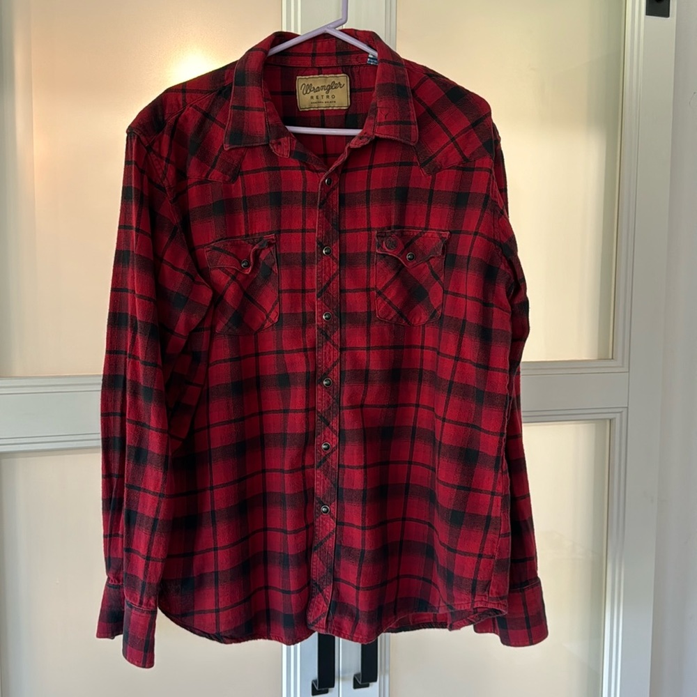 XXL Wrangler Retro Pearl Snap Cowboy Flannel